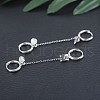 Rhodium Plated 925 Sterling Silver Double Piercing Chain Hoop Earrings for Women Two Holes Connecting Earrings EJEW-BB60062-3