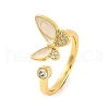 Butterfly Clear Cubic Zirconia Open Cuff Ring RJEW-U003-16G-1