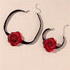 Rose Alloy with Polyester Choker Necklace & Bracelet Sets FS-WG57C00-03-2