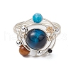 Planet Natural Tiger Eye Finger Rings RJEW-TA00165-04-2