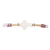 Cylinder Glass Seed Beaded Braided Bead Bracelets BJEW-MA00171-05-2