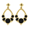 PVD Vacuum Plating 304 Stainless Steel Enamel Flower Dangle Stud Earrings EJEW-Z075-09G-02-1
