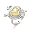Brass Micro Pave Cubic Zirconia Open Cuff Ring for Women RJEW-F177-02GP-03-2