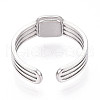 304 Stainless Steel Cuff Rings Components STAS-N113-07P-3