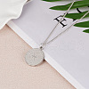 201 Stainless Steel Constellation Coin Pendant Necklace with Alloy Chains ZODI-PW0001-032H-1