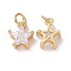 Brass Micro Pave Clear Cubic Zirconia Charms KK-G420-08G-2