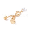 Clear Cubic Zirconia Heart Charm Belly Ring AJEW-F057-11G-2