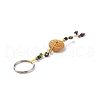 Flat Round Natural Lava Rock Beads Keychain KEYC-O011-08-4