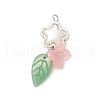 Handmade Lampwork Pendants with 304 Stainless Steel Jump Rings and Cellulose Acetate(Resin) Bead Caps and Tibetan Style Alloy Bead Frames Pendants PALLOY-JF03873-3