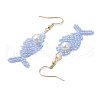 Fishbone Glass Seed Beads Dangle Earrings EJEW-MZ00439-03-4