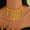 Vintage Brass Geometric Tassel Pendant Statement Bib Necklaces for Women Wedding Party JI8028-2