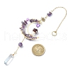 Wire Wrapped Natural Amethyst Chips & Brass Moon Pendant Decorations HJEW-TA00103-01-3