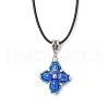 Dyed Synthetic Imperial Jasper & Glass Seed Beaded Star Pendant Black Waxed Cotton Cord Necklaces NJEW-MZ00109-03-2