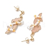 Mermaid 304 Stainless Steel Glass Seed Beads Dangle Stud Earrings EJEW-MZ00460-5