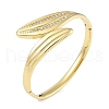 304 Stainless Steel Rhinestone Leaf Hinged Bangles for Women BJEW-C071-13G-01-1