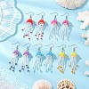 304 Stainless Steel Glass Seed Beaded Jellyfish Dangle Earrings EJEW-MZ00435-1