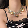 Alloy Heart Pendant Bib Necklaces for Women FS-WGE740F-01-4
