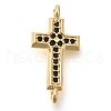 Brass Pave Black Cubic Zirconia Connector Charms KK-M101-02E-G01-1