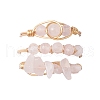 3Pcs Natural Rose Quartz Bead Finger Ring RJEW-JR00855-03-2