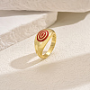 Oversized Brass Enamel Wide Band Chunky Rings for Women Holiday Travel Jewelry TW3756-2-1