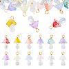12Pcs Golden Tone Brass Wire Wrapped Mushroom Glass Pendants PALLOY-TAC0161-2