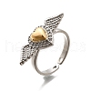Gothic Style Brass Micro Pave Clear Cubic Zirconia Cuff Rings for Women RJEW-U051-02B-GP-4
