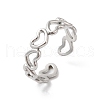 Non-Tarnish 304 Stainless Steel Hollow Heart Open Cuff Ring for Women RJEW-K245-28P-3