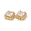 Octagon Rectangle Brass Micro Pave Cubic Zirconia Charms KK-G435-28G-02-3