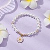 7mm Round Shell Pearl Beaded Stretch Bracelets BJEW-JB10650-2