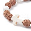 Natural Howlite & Rudraksha & Synthetic Turquoise(Dyed) Stretch Bracelet BJEW-TA00187-03-2