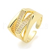 Brass Micro Pave Cubic Zirconia Open Cuff Ring for Women AJEW-U003-10G-1