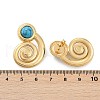 Spiral 304 Stainless Steel Synthetic Turquoise Stud Earrings for Women EJEW-U046-13G-5