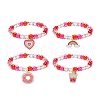 4Pcs 4 Style Acrylic Round Beaded Stretch Bracelets Set BJEW-JB08926-02-1