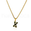 304 Stainless Steel Black Enamel Initial Pendant Twisted Chain Necklaces WG978E8-24-1