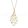 304 Stainless Steel Empty Macrame Pouch Pendant Singapore Chain Necklace Making NJEW-JN05283-03-2