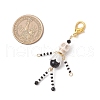 Skull Synthetic Turquoise & Glass Seed Bead Pendants Decorations HJEW-MZ00276-3