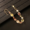 Brass Pave Colorful Cubic Zirconia Geometric Rectangle Flat Round Square Link Chain Bracelets for Women and Men IX3096-4