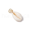 Natural Cowrie Shell Pendants PALLOY-JF03712-01-4