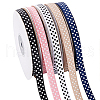   6 Rolls 6 Colors Polyester Polka Dot Print Grosgrain Ribbon OCOR-PH0004-28-7