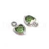 Heart Rack Plating Brass Glass Pendants KK-S385-01P-02-2