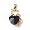 Real 18K Gold Plated Rack Plating Brass Micro Pave Clear Cubic Zirconia Pendants KK-C015-04G-09-1