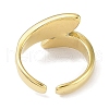 Leaf 304 Stainless Steel Rhinestone Cuff Ring for Women RJEW-C099-03G-02-3