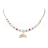 Natural Mixed Stone & Shell Pearl Round Beaded Necklaces NJEW-JN05302-01-2