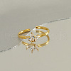 304 Stainless Steel Micro Pave Clear Cubic Zirconia Cuff Rings for Women FS-WGE9F4E-02-1