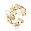 304 Stainless Steel Flower Wrap Open Cuff Ring RJEW-T023-44G-3