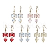 5 Pairs 5 Colors Glass Bowknot & Heart Glass Dangle Earings EJEW-JE05647-S-1