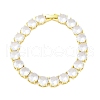 Brass Pave Clear Cubic Zirconia Flat Round Link Chain Bracelets for Women BJEW-A034-02G-2
