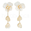FIBLOOM 1 Pair Flower with Butterfly Alloy Dangle Stud Earrings EJEW-FI0002-03-1