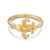 Fleur De Lis 925 Sterling Silver Micro Pave Cubic Zirconia Cuff Rings for Women RJEW-F180-09G-2
