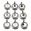 Natural & Synthetic Mixed Gemstone Faceted Octagon Pendants G-K338-17AS-1